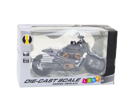 Motorcycle Chopper Metal Lights Sounds Black Gold Elements 1:12