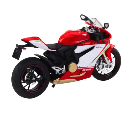 Sports Motorcycle Metal Red White Lights Sounds 1:12