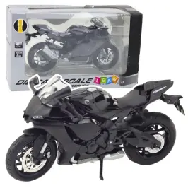 Sports Motorcycle Metal Lights Sounds Silver Elements Black 1:12