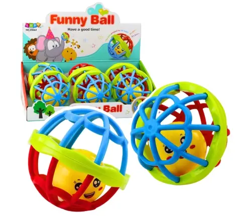 Ball with Rattle Sensory Rubber Elastic Colorful