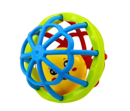 Ball with Rattle Sensory Rubber Elastic Colorful