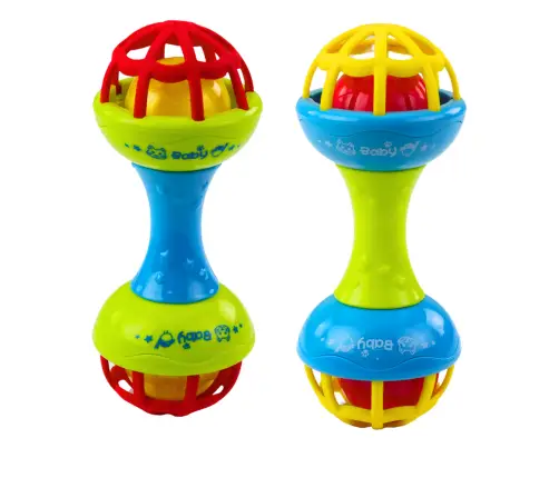 Rattle Teether For Babies Dumbbell Colorful