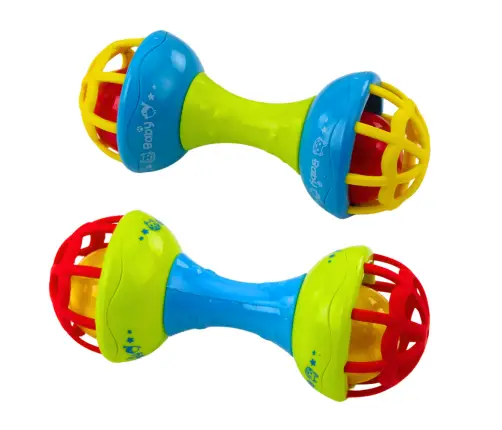 Rattle Teether For Babies Dumbbell Colorful