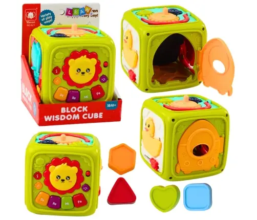 Interactive Educational Cube for Toddlers Lion Green