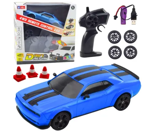 Car Sports Drift Interchangeable Wheels Remote Controlled RC 4WD Blue Sport Car Sports Drift Interchangeable Wheels Remote Controlled RC 4WD Blue Sport