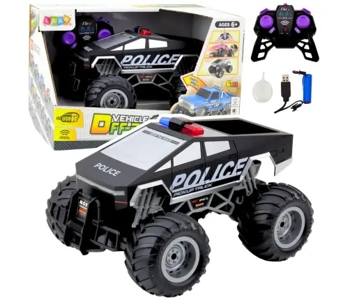 Off-Road RC Police Car Remote Controlled Black 1:16 Off-Road RC Police Car Remote Controlled Black 1:16
