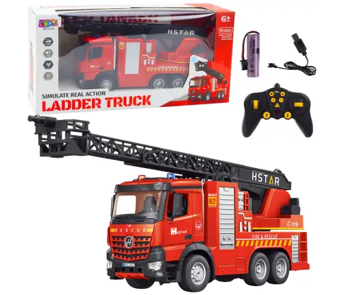 RC Fire Truck Remote Control Extendable Ladder Water Spraying 2.4G 11CH