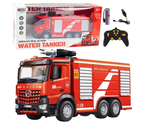 Remote Control Fire Truck Extendable Ladder Water Spraying 2.4G 9CH