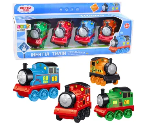 Set of locomotives with drive trains colorful 4pcs