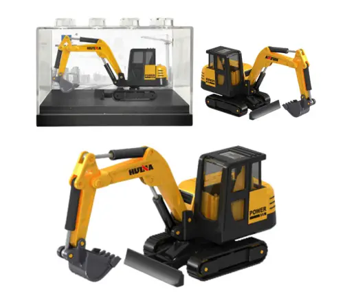 Huina Yellow 1:80 Metal Excavator Collectible Model