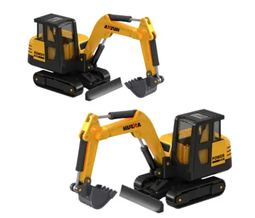 Huina Yellow 1:80 Metal Excavator Collectible Model