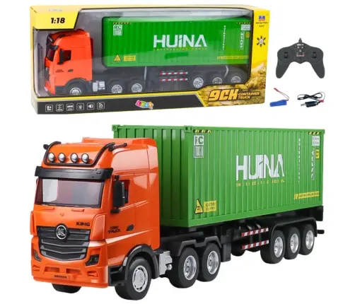 RC Truck With Container Remote Control Huina Green 1:18