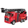Fire Truck Extendable Ladder Water Spray Huina 1:18