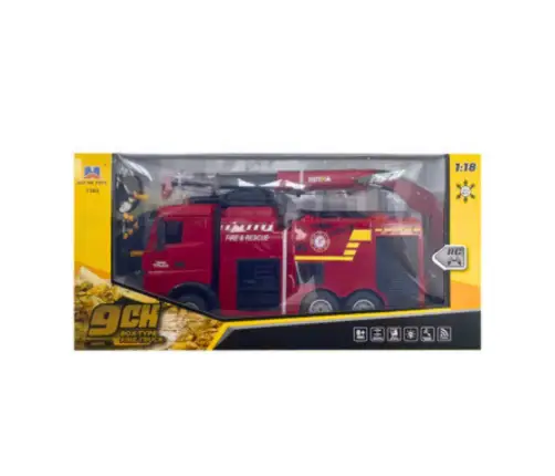 Fire Truck With Crane Remote Control RC Lights Water Huina1:18