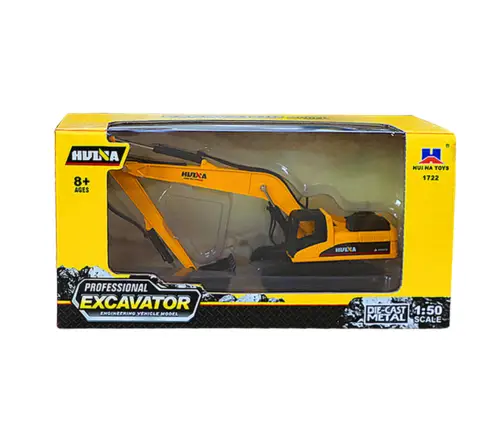 Huina Metal Crawler Excavator Movable Arm Yellow 1:50