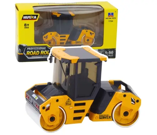 Road Roller Metal Construction Vehicle Huina Yellow 1:50
