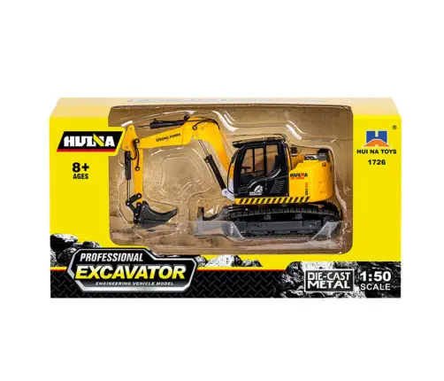 Crawler Excavator With Bulldozer Metal Huina Yellow 1:50