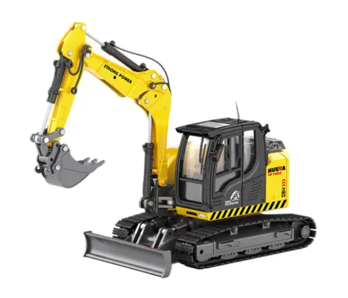 Crawler Excavator With Bulldozer Metal Huina Yellow 1:50