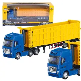 Truck With Volume Semitrailer Metal Yellow Huina 1:50