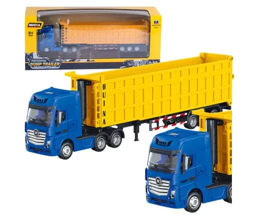 Truck With Volume Semitrailer Metal Yellow Huina 1:50