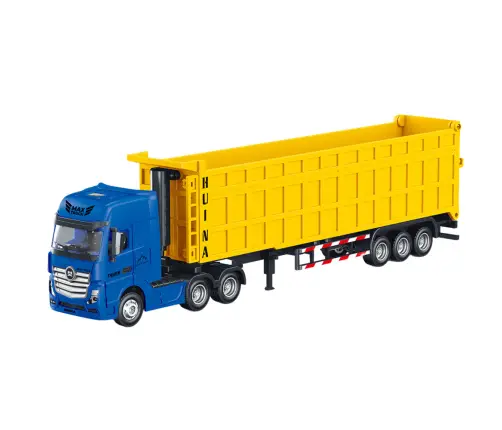 Truck With Volume Semitrailer Metal Yellow Huina 1:50