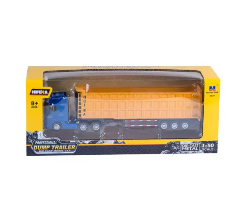 Truck With Volume Semitrailer Metal Yellow Huina 1:50