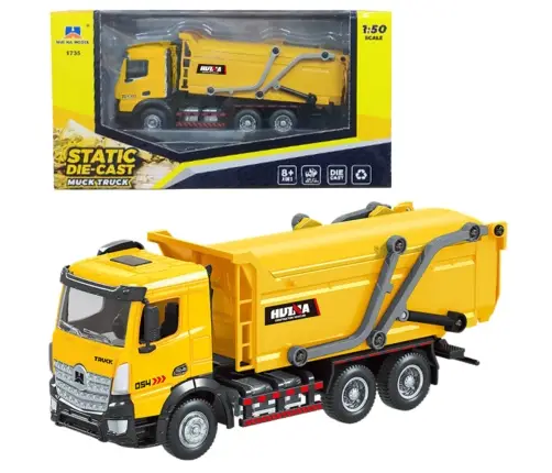Garbage truck metal mobile Huina Yellow 1:50