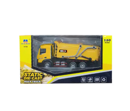 Garbage truck metal mobile Huina Yellow 1:50