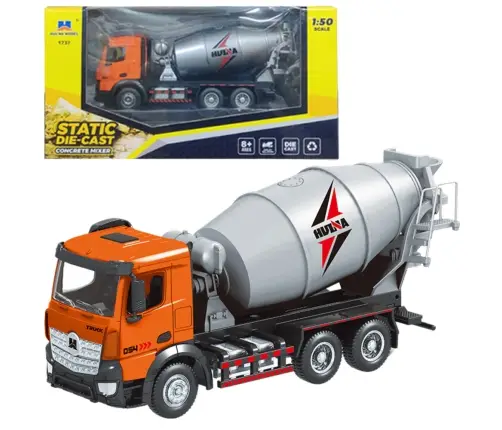 Concrete Mixer Construction Vehicle Metal Huina Orange 1:50