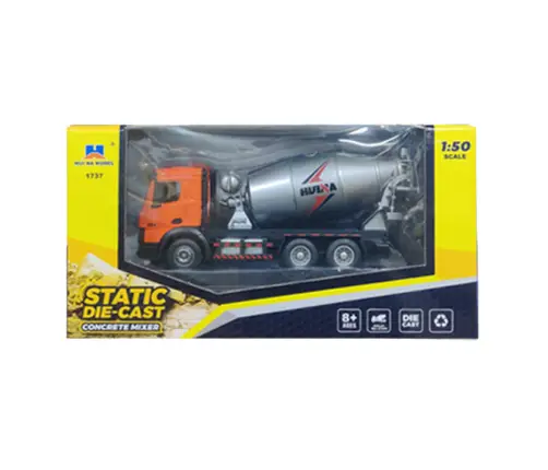 Concrete Mixer Construction Vehicle Metal Huina Orange 1:50