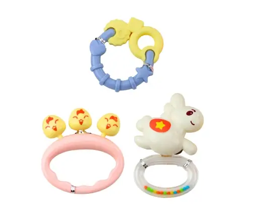 Set of Rattles and Teethers for Babies Pastel Colors 7 pcs.