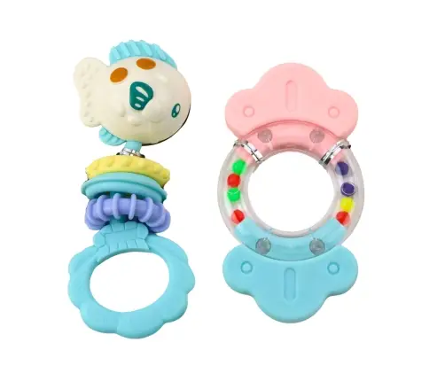 Set of Rattles and Teethers for Babies Pastel Colors 7 pcs.