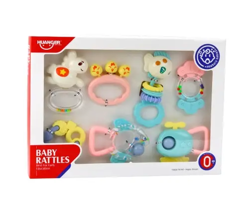 Set of Rattles and Teethers for Babies Pastel Colors 7 pcs.