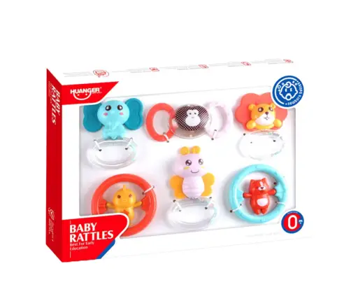 Set of 6 Baby Rattle Teethers Animals