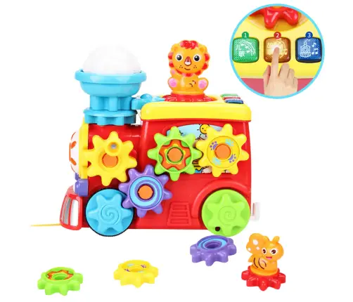 Interactive Musical Train For Toddlers Teddy Bear Gears Colorful