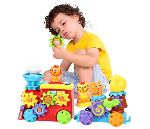 Interactive Musical Train For Toddlers Teddy Bear Gears Colorful