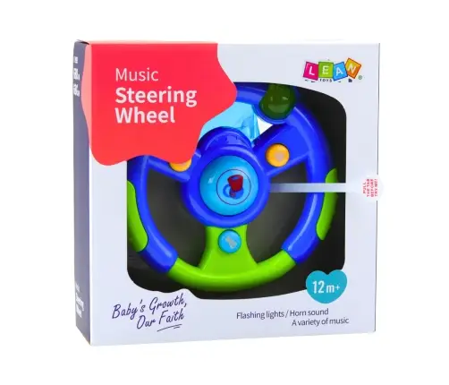 Interactive Steering Wheel for Toddlers Lights Sounds Green-Blue