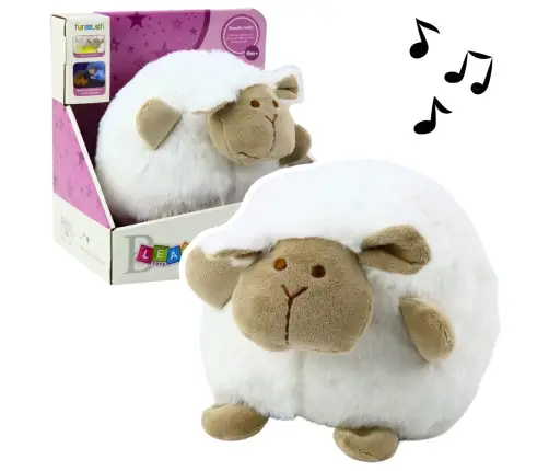 Plush Sheep Sleeping Cuddly Toy Light Sound White