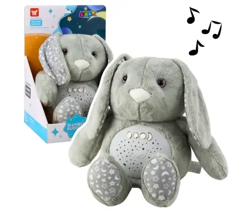 Plush Rabbit Sleeping Cuddly Toy Projector Sound Noise Gray