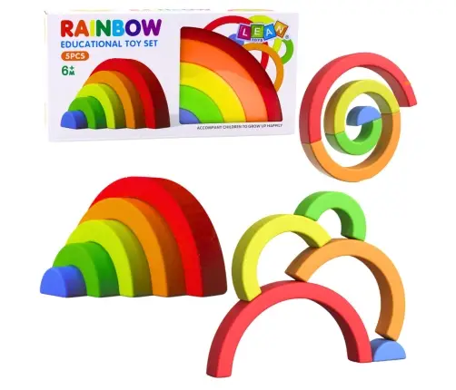 Rainbow Puzzle for Toddlers Colorful Rubber Blocks 5 pcs.