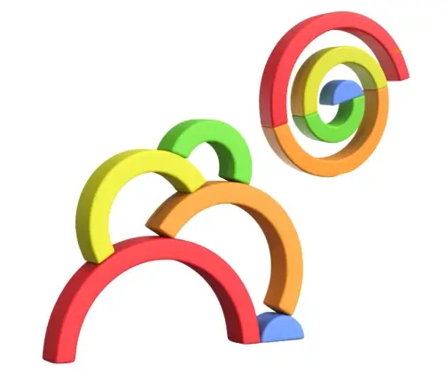 Rainbow Puzzle for Toddlers Colorful Rubber Blocks 5 pcs.