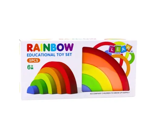 Rainbow Puzzle for Toddlers Colorful Rubber Blocks 5 pcs.