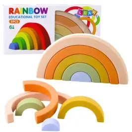 Rainbow Puzzle for Toddlers Pastel Rubber Blocks 5 pcs.