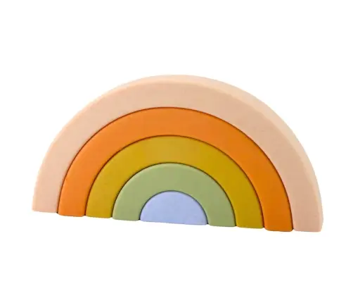 Rainbow Puzzle for Toddlers Pastel Rubber Blocks 5 pcs.