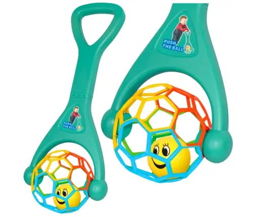 Pusher With Elastic Ball Rattling Turquoise Ball