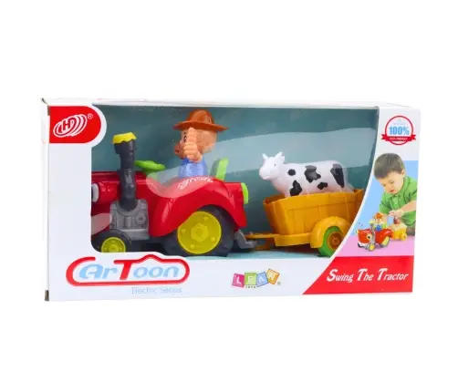 Interactive Farmer's Tractor with Trailer, Cow Figure, Lights and Sounds