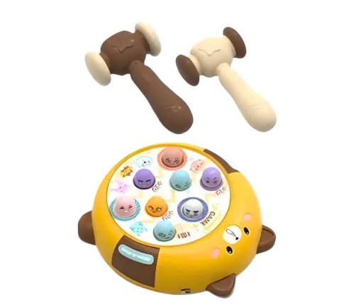Whack-A-Mole Skill Game Two Hammers Kitten Yellow Brown