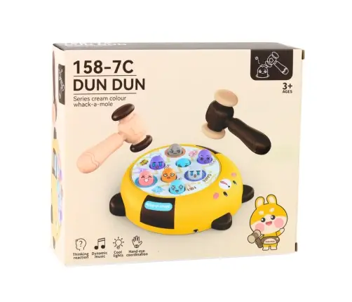 Whack-A-Mole Skill Game Two Hammers Kitten Yellow Brown