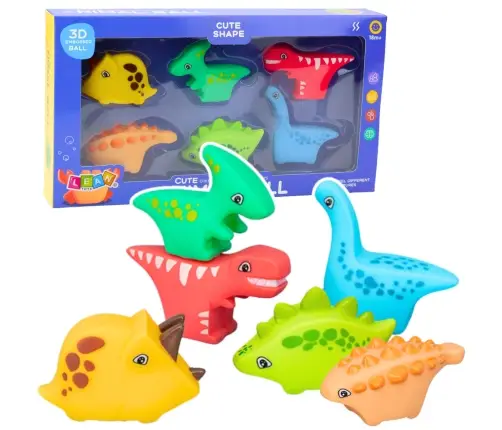 Bath Toys Set Rubber Dinosaurs Colorful 6pcs