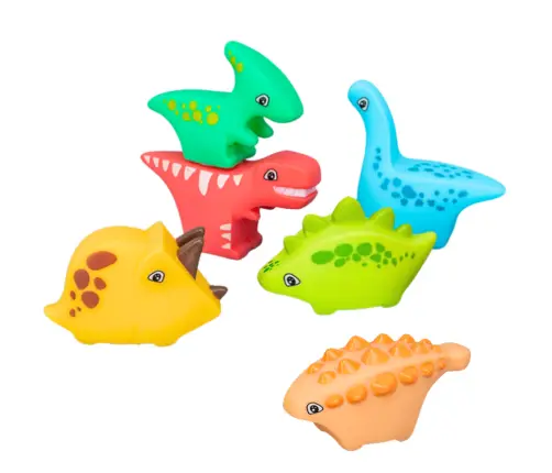 Bath Toys Set Rubber Dinosaurs Colorful 6pcs